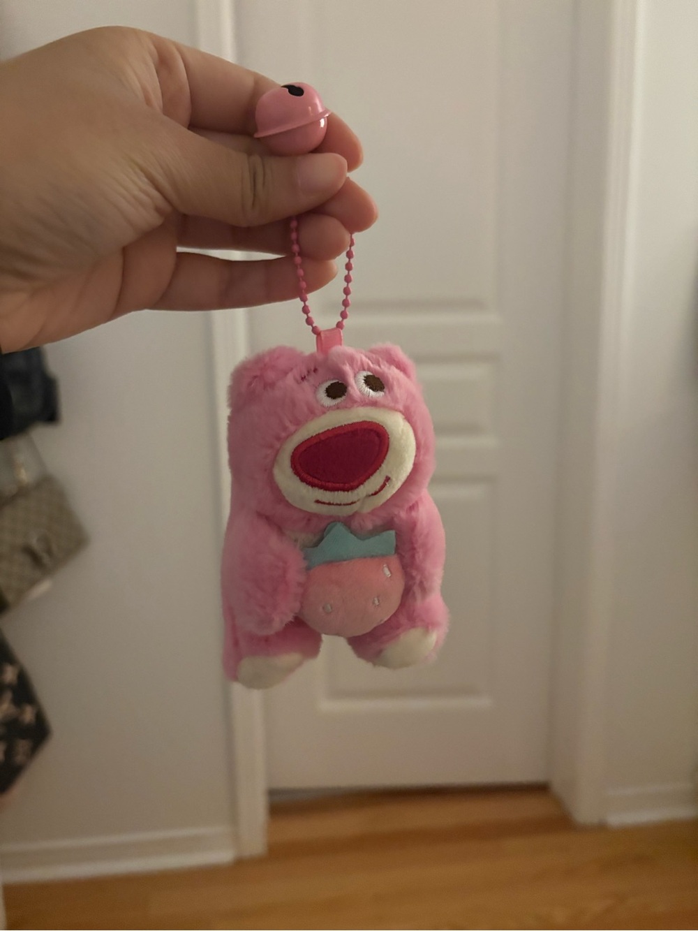 Pink Plush Bear Keychain - Cute Hanging Toy Accessory